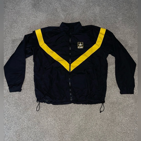 US Army Issue Jacket Army Physical Fitness Uniform Yellow Black Large Unisex - Picture 1 of 5